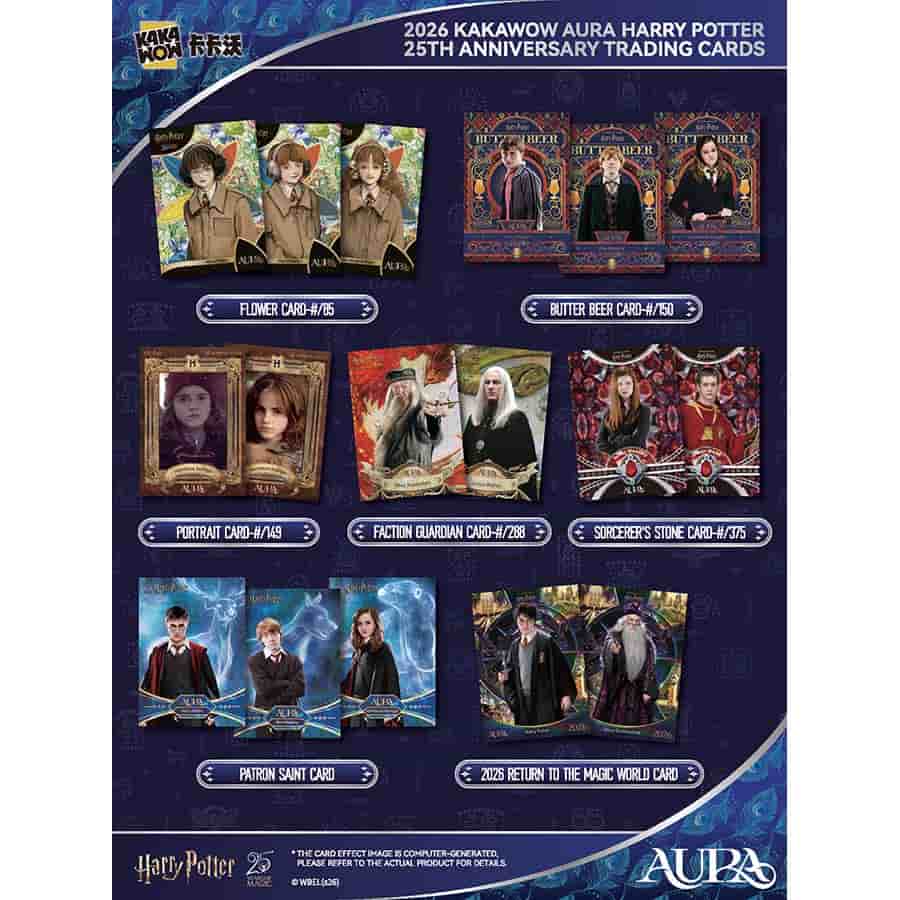 2026 Kakawow Aura Harry Potter 25th Anniversary Trading Cards Blaster Box