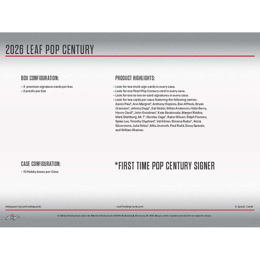 2026 Leaf Metal Pop Century Hobby Box