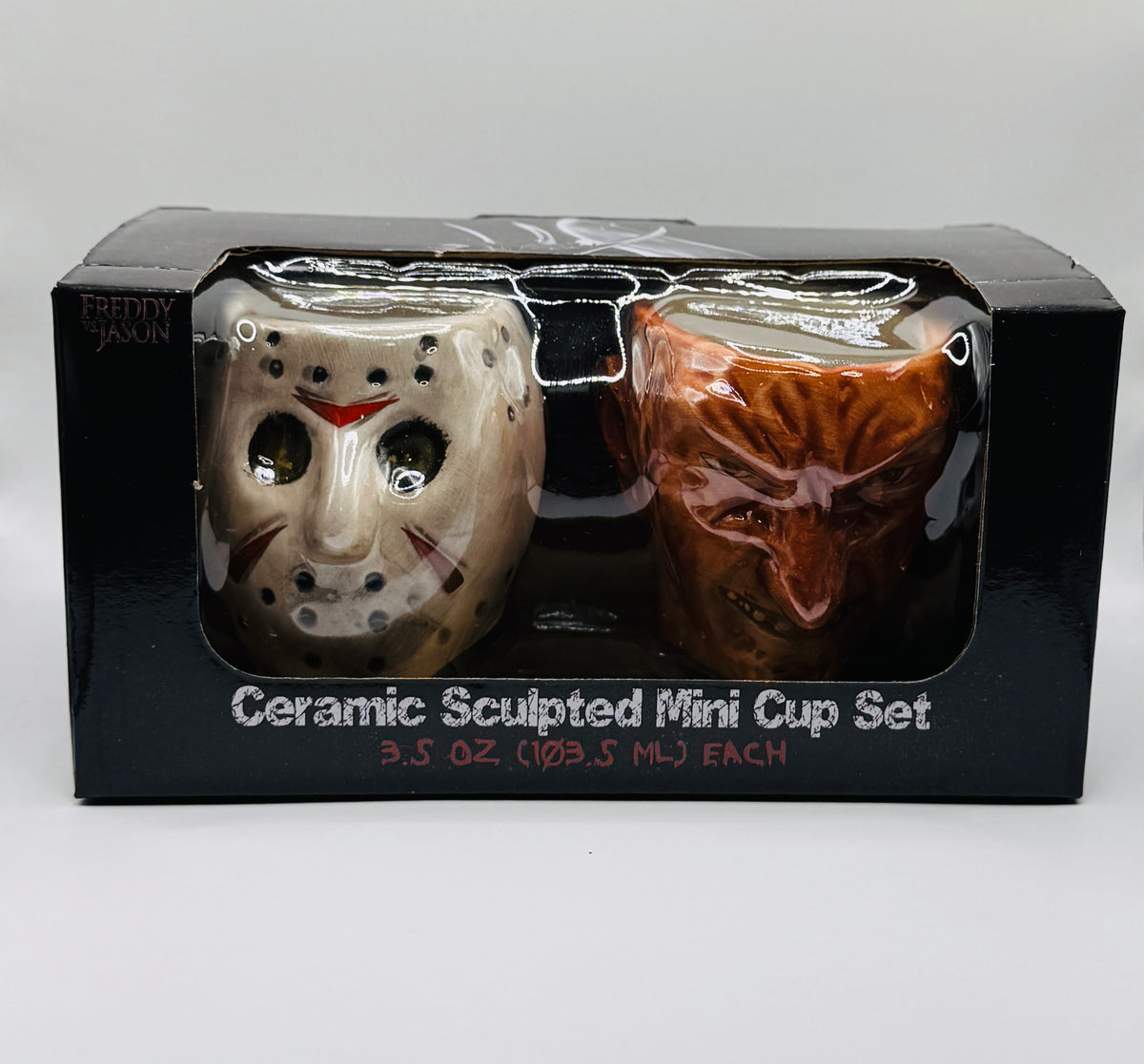 Freddy vs. Jason Faces 4-Ounce Sculpted Ceramic Mini-Mugs (set of 2)