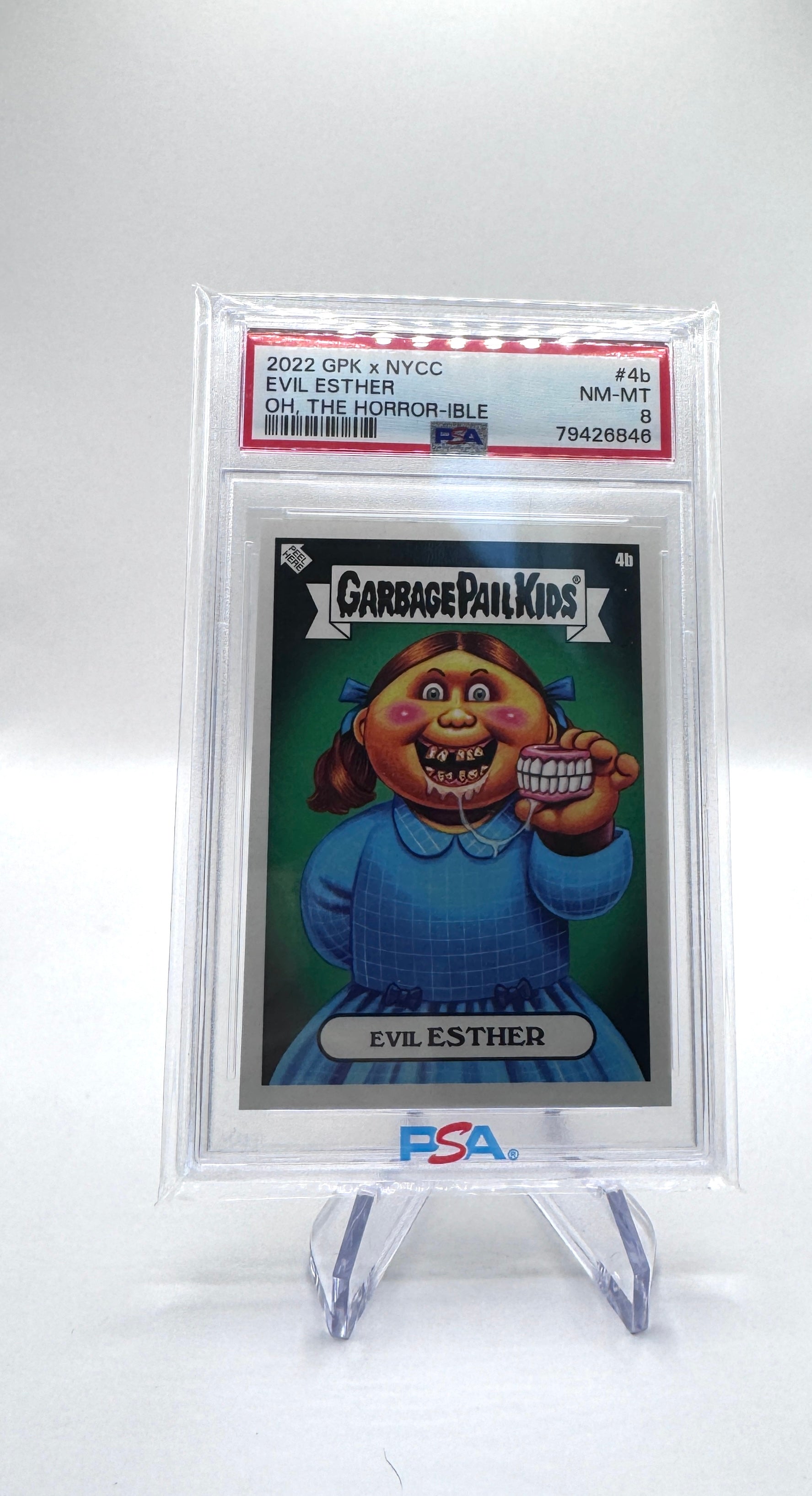 2022 Topps Garbage Pail Kids x NYCC Evil Esther #4b Oh the Horror-ible PSA 8