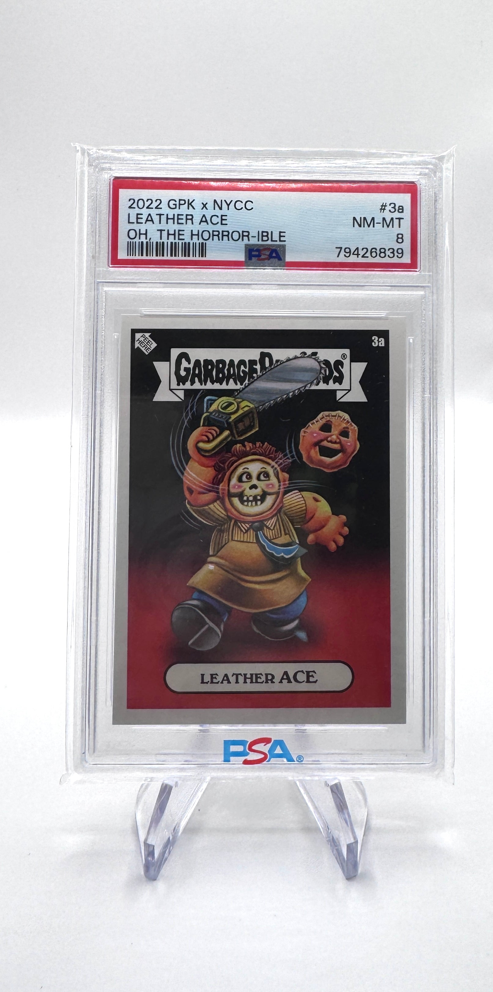2022 Topps Garbage Pail Kids x NYCC Oh the Horror-ible #3a Leather Ace PSA 8