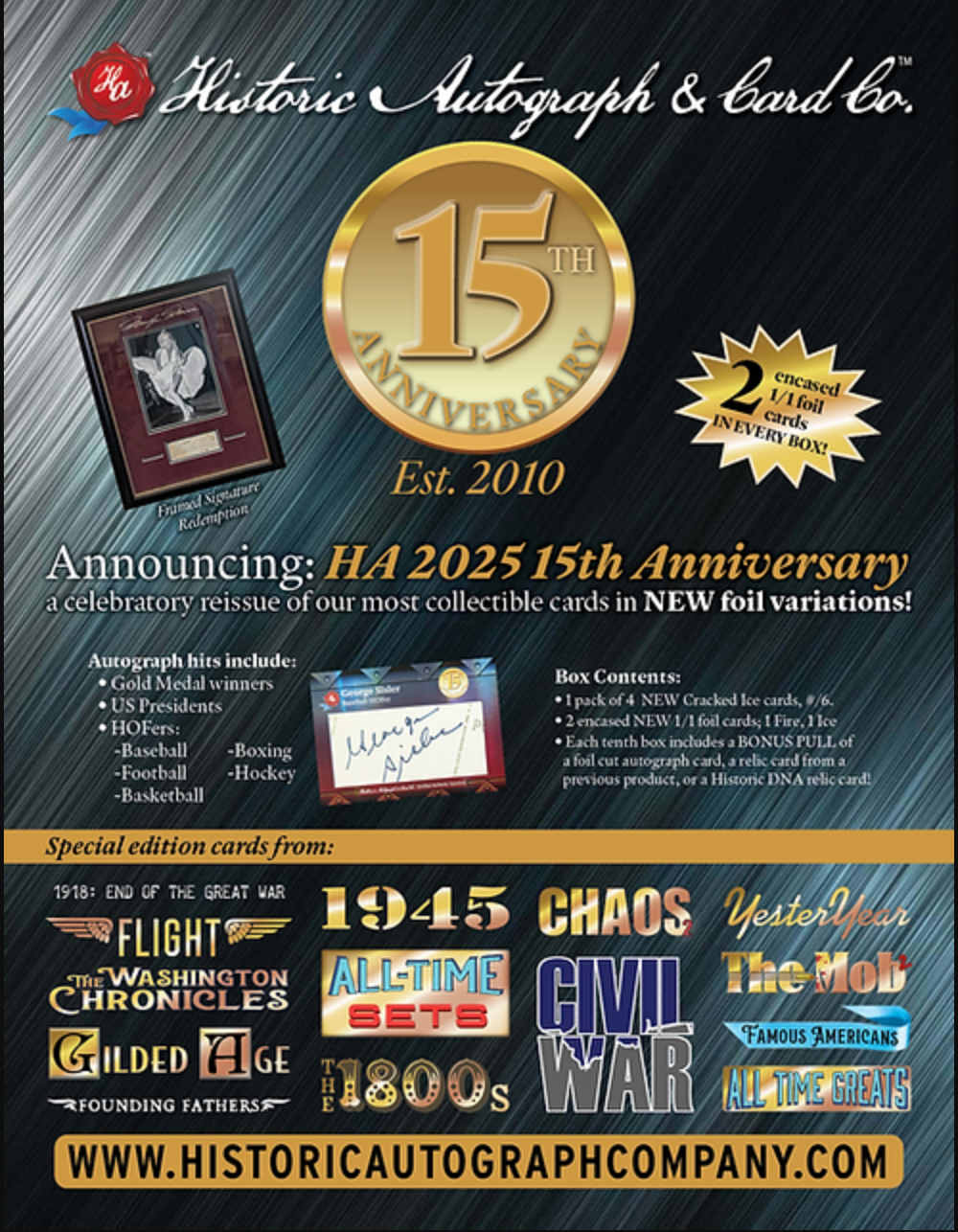 2025 Historic Autographs 15th Anniversary Platinum Club Hobby